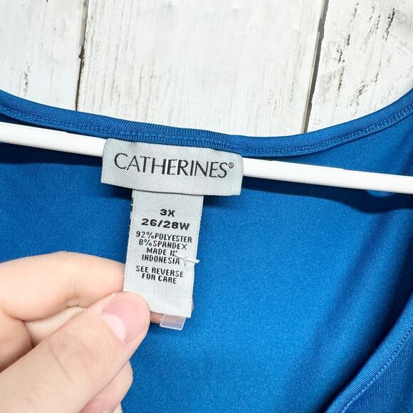 Catherines Tank Top‎ Women 3X (26/28W) Blue Solid Sleeveless Pullover Blouse - Picture 2 of 3